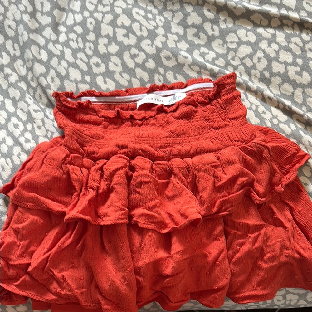 Altar'd State Orange Bubble Mini Skirt with Ruffles
